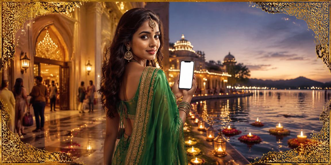 Traditional Indian red envelope and saree